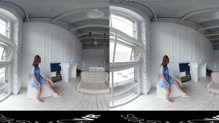 StasyQVR - 180 VR Porn Film - Red Hair, Blue Dress with LunyQ