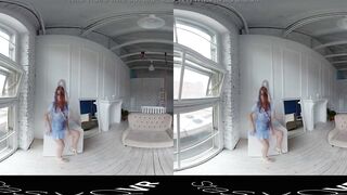 StasyQVR - 180 VR Porn Film - Red Hair, Blue Dress with LunyQ