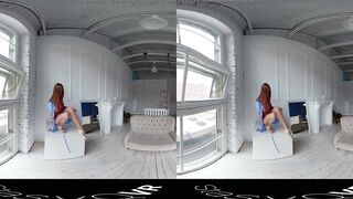 StasyQVR - 180 VR Porn Film - Red Hair, Blue Dress with LunyQ