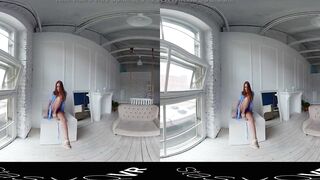 StasyQVR - 180 VR Porn Film - Red Hair, Blue Dress with LunyQ