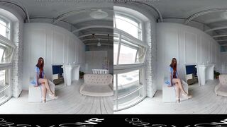 StasyQVR - 180 VR Porn Film - Red Hair, Blue Dress with LunyQ