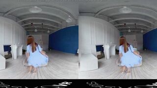 StasyQVR - 180 VR Porn Film - Red Hair, Blue Dress with LunyQ