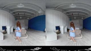 StasyQVR - 180 VR Porn Film - Red Hair, Blue Dress with LunyQ