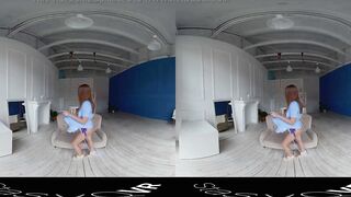StasyQVR - 180 VR Porn Film - Red Hair, Blue Dress with LunyQ