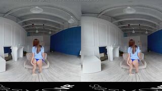 StasyQVR - 180 VR Porn Film - Red Hair, Blue Dress with LunyQ