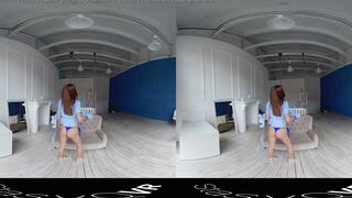 StasyQVR - 180 VR Porn Film - Red Hair, Blue Dress with LunyQ