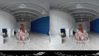 StasyQVR - 180 VR Porn Film - Red Hair, Blue Dress with LunyQ