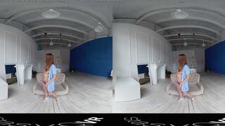 StasyQVR - 180 VR Porn Film - Red Hair, Blue Dress with LunyQ