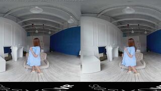 StasyQVR - 180 VR Porn Film - Red Hair, Blue Dress with LunyQ