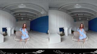 StasyQVR - 180 VR Porn Film - Red Hair, Blue Dress with LunyQ