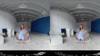 StasyQVR - 180 VR Porn Film - Red Hair, Blue Dress with LunyQ