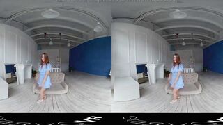 StasyQVR - 180 VR Porn Film - Red Hair, Blue Dress with LunyQ