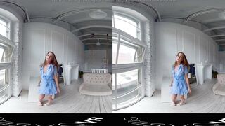 StasyQVR - 180 VR Porn Film - Red Hair, Blue Dress with LunyQ