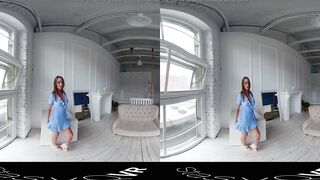StasyQVR - 180 VR Porn Film - Red Hair, Blue Dress with LunyQ