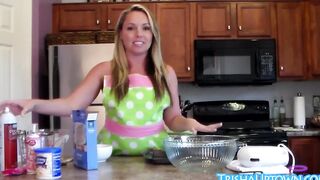 Blonde Trisha Uptown Celebrates Her BDay with Naked Cooking!