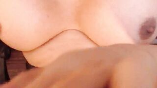 Huge tits shemale cums in her hand on webcam