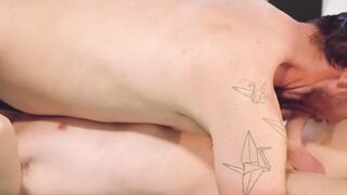 Inked stepdad has cock sucking 69 before pounding twink raw