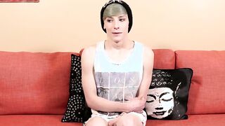 Gorgeous twink Chris Summers jerking off his big fat cock
