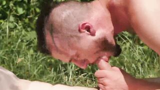 Outdoor fuck sesh with young scout and big dick leader