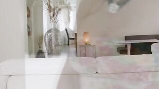 Big tits lesbians lick Asian wet pussy on couch