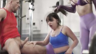 Busty Trans suck and ride gym instructors cock