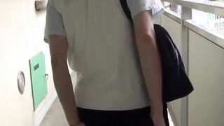 Japanese schoolgirl taped peeing in her panties