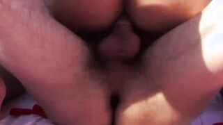 Cum dripping bareback fuck for a pretty gaysian by the pool