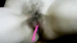 Hairy Teen masturbating with her Lush Vibrator