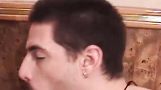 Young man plays with his shaft while his ass is barebacked