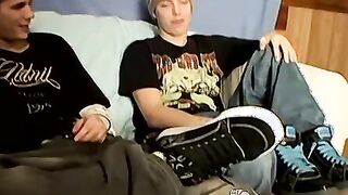 Studs touch their toes gently while masturbating wildly too