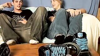 Studs touch their toes gently while masturbating wildly too