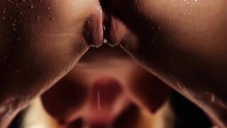 Couple fucking erotically while being covered in water drops