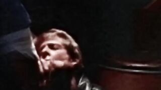 Blonde stud in leather jacked eats ass after sucking dick