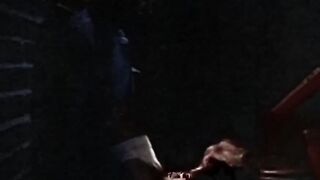 Blonde stud in leather jacked eats ass after sucking dick