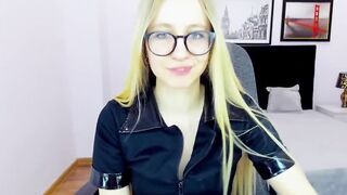 Small tits blonde amateur babe poses on webcam