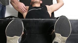 Two guys have freaky feet play with a tied up gay stud