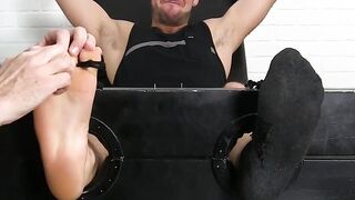Two guys have freaky feet play with a tied up gay stud