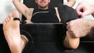 Two guys have freaky feet play with a tied up gay stud