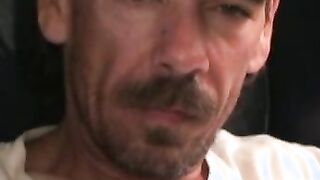 Older dude takes out his thick throbbing cock for a jerkoff