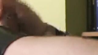 Bearded straight stud working on his really fat cock