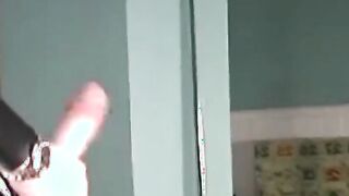 Bearded straight stud working on his really fat cock