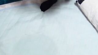 Schoolgirl from Japan goes to clean her bed after wetting it