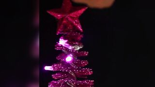 Ladyboy inserts Christmas tree before cumshot masturbation