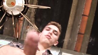 Huge balls jock loves wanking his cock solo until he cums
