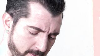 Jimmy pulls Skyler up and slides his throbbing cock into his throat