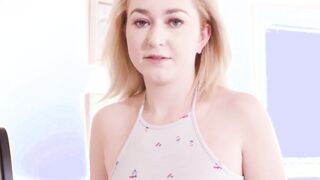 Luscious teen Callie Black chokes on cock before facial