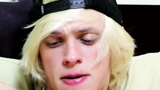 Horny blonde Kayden Alexander jacking his big stiff rod