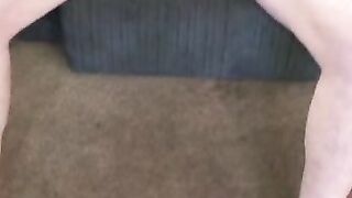 Amateur ginger cockteasing before jerking off solo