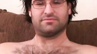 Solo masturbation session with gay stud with glasses