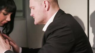 Elegant Euro secretary fucked in ass and pussy by her boss